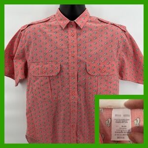 Vintage Mixed Blues Pink Cowboy Hat Pattern Button Up Shirt Mens Medium 90s‎
